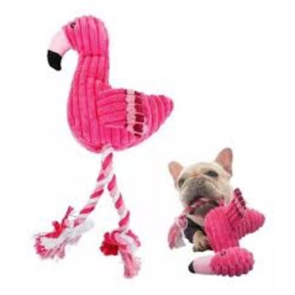 Bichinho De Pelúcia E Corda Para Cães Flamingo Rosa